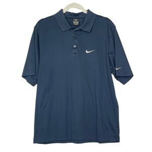 Nike Golf Shirt Mens Large Navy Blue‎ Polo Short Sleeves Collared Swoosh Logo